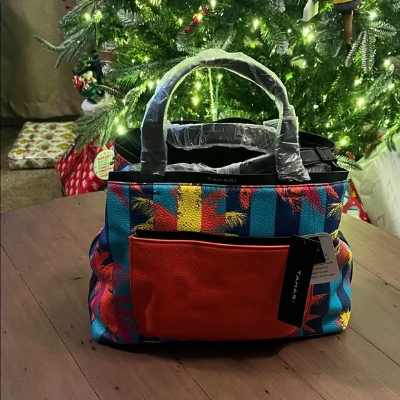 Tahari Colorful Palm Tree Tote Bag - Picture 2 of 7